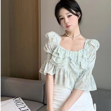 Korean Crop Top Pile Mode Atasan Wanita Kekinian 2771