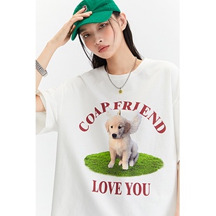 EUNII T-shirt Lengan Pendek Lovely Dogs Korean Style/Kaos Atasan Wanita/Baju Kaus Oversize Wanita