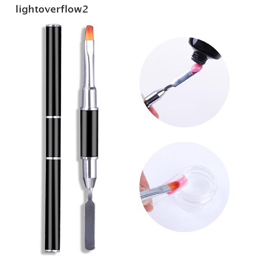 (lightoverflow2) 2in1 Kuas Nail Art Dua Sisi Bahan Stainless Steel (ID)