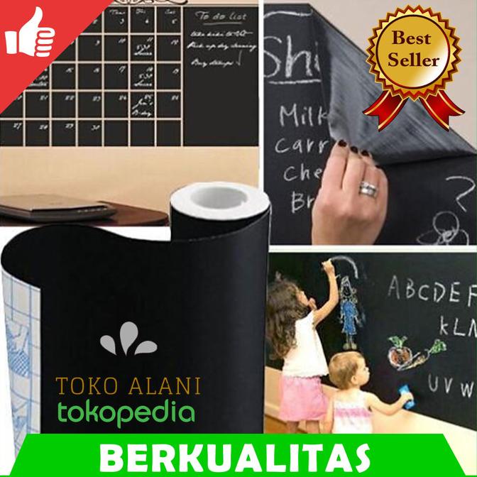 

(COD) Wallsticker Blackboard Stiker Papan Tulis HITAM 2 METER STICKER MANTUL TERLENGKAP Kode 1040