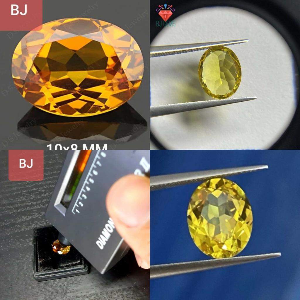 Batu Golden Yellow Safir 9 - 10 mm Oval Cutting Corundum Created