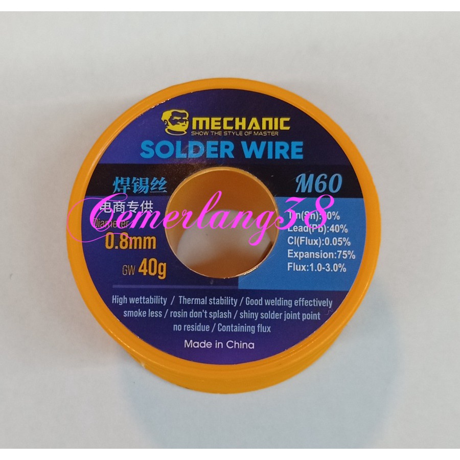 Timah Solder Wire Kawat Solder 0.8 /Timah Gulung Mechanic M60 Original