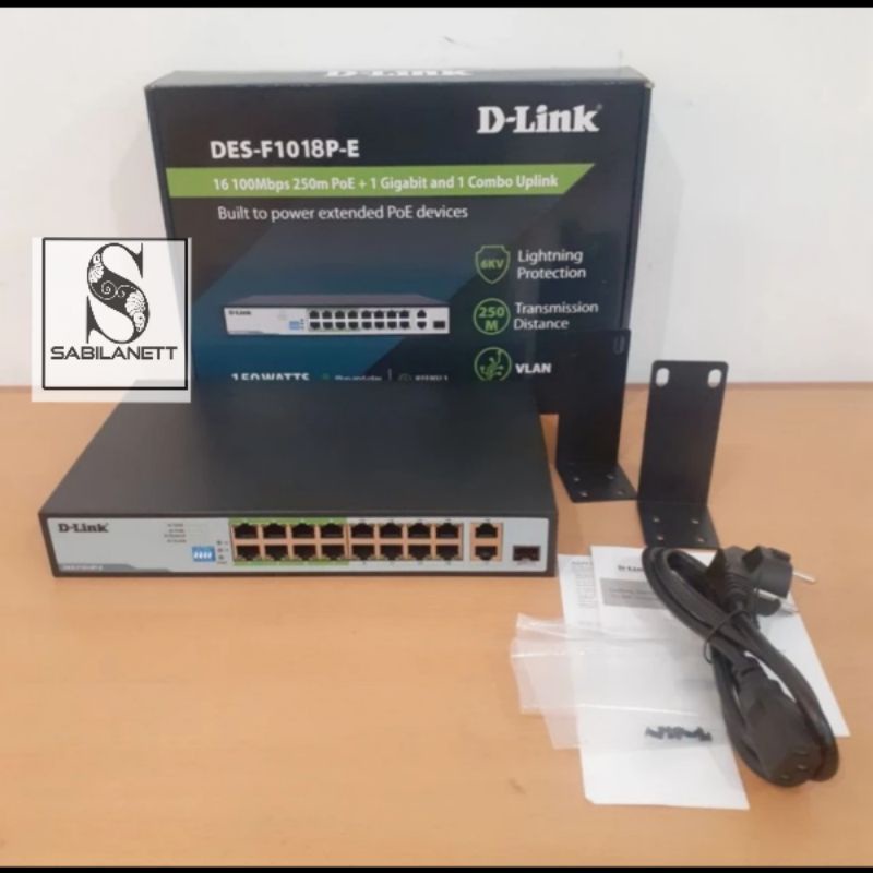 Switch POE D-LINK DES F1018P-E 2Uplink + 16PoE 150W - DLINK DESF1018PE