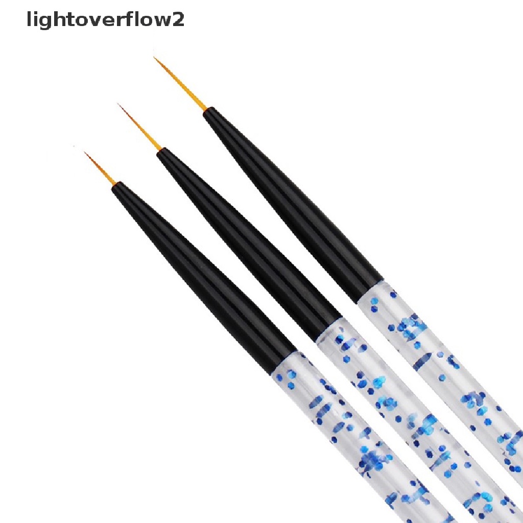 (lightoverflow2) 3pcs / Set Brush Pen Liner Kutek Gel UV Untuk Nail Art (ID)