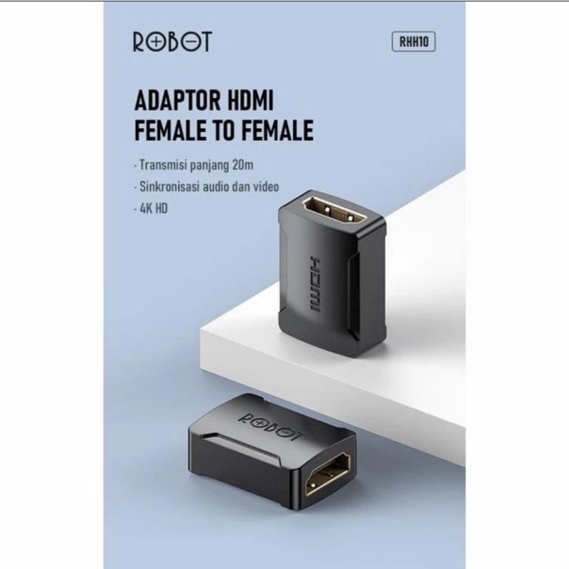 Robot RHH10 Konektor Ekstensi Kabel HDMI Adapter Female to Female 4K