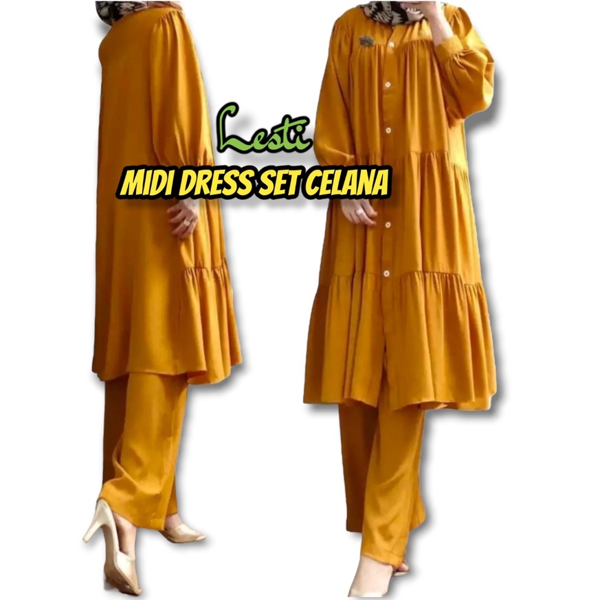 [ JUMBO ] Sania Set / Lesti Set Warna Mustard Kuning / Setelan Muslim Wanita Terbaru 2021 / One Set 