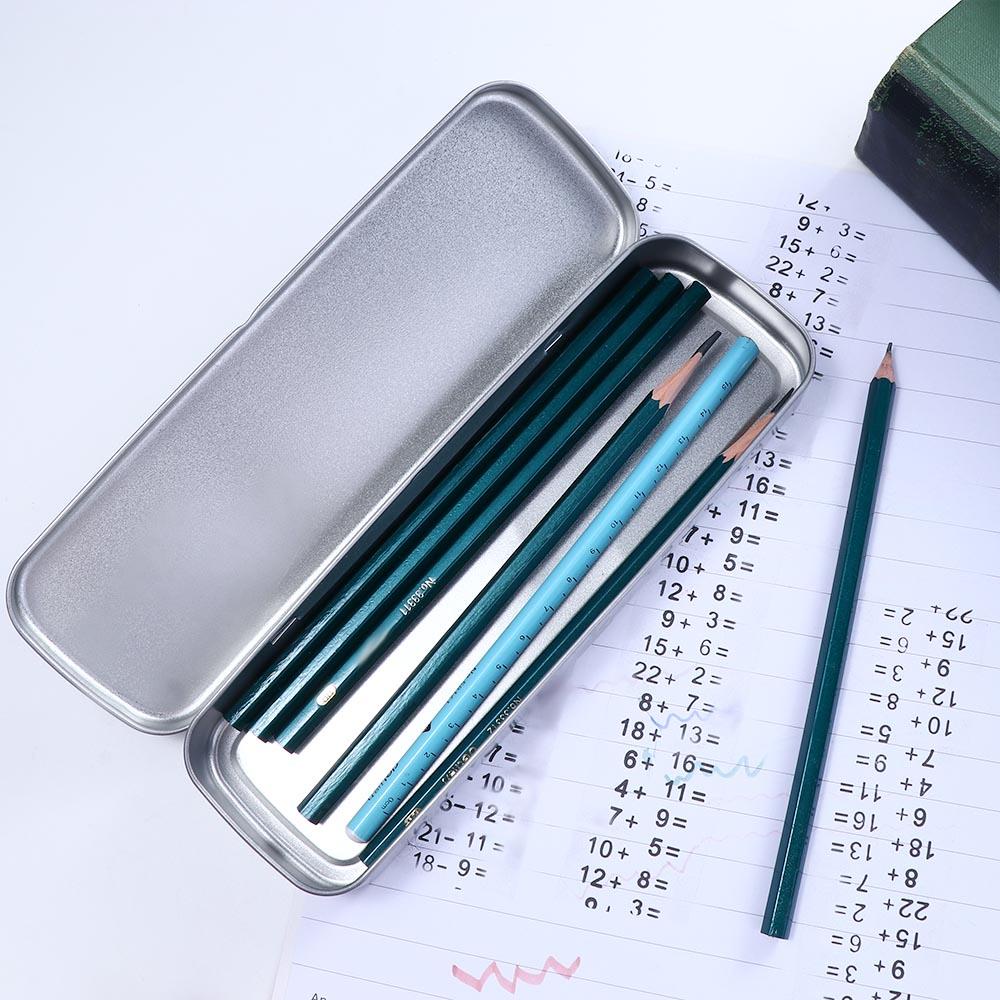 Mxbeauty Tempat Pensil Kantor Untuk Anak-Anak Perak Logam Siswa Pen Box Kotak Alat Tulis