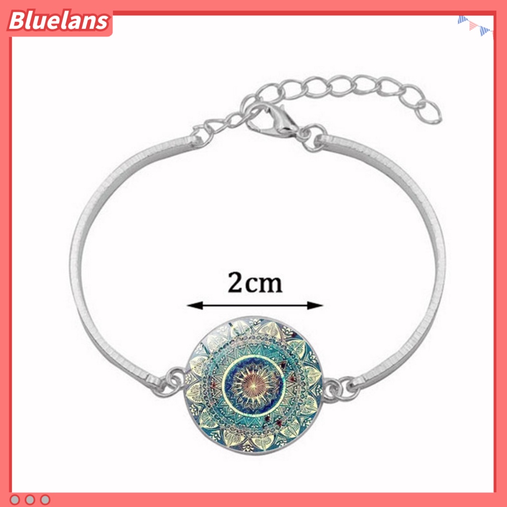 Bluelans Mandala Jewelry Set Flower Pattern Meaningful Wear-resistant Mandala Necklace and Earrings Set Birthday Valentine Friendship Gift