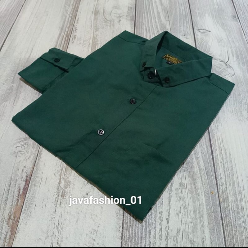 Kemeja polos pria hijau botol/Kemeja polos lengan panjang