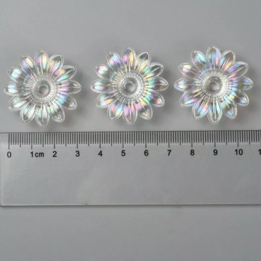 ISI 5PCS MANIK MOTE AKRILIK KELOPAK BUNGA BESAR CLEAR AB AURORA BAHAN KERAJINAN TANGAN DIY CANTIK BERKUALITAS