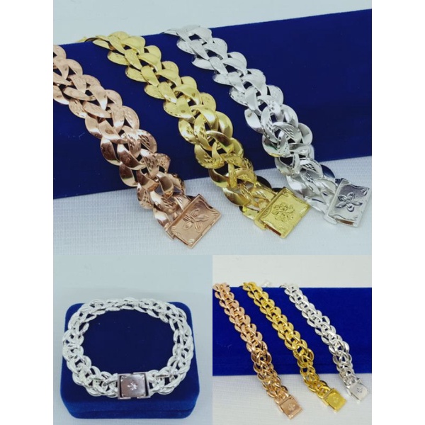 GELANG PERAK ASLI SILVER 925 LAPIS EMAS/GELANG RANTAI KEPANG+UKIR BLINK/ASLI SILVER/GELANG FASHION WANITA TERBARU