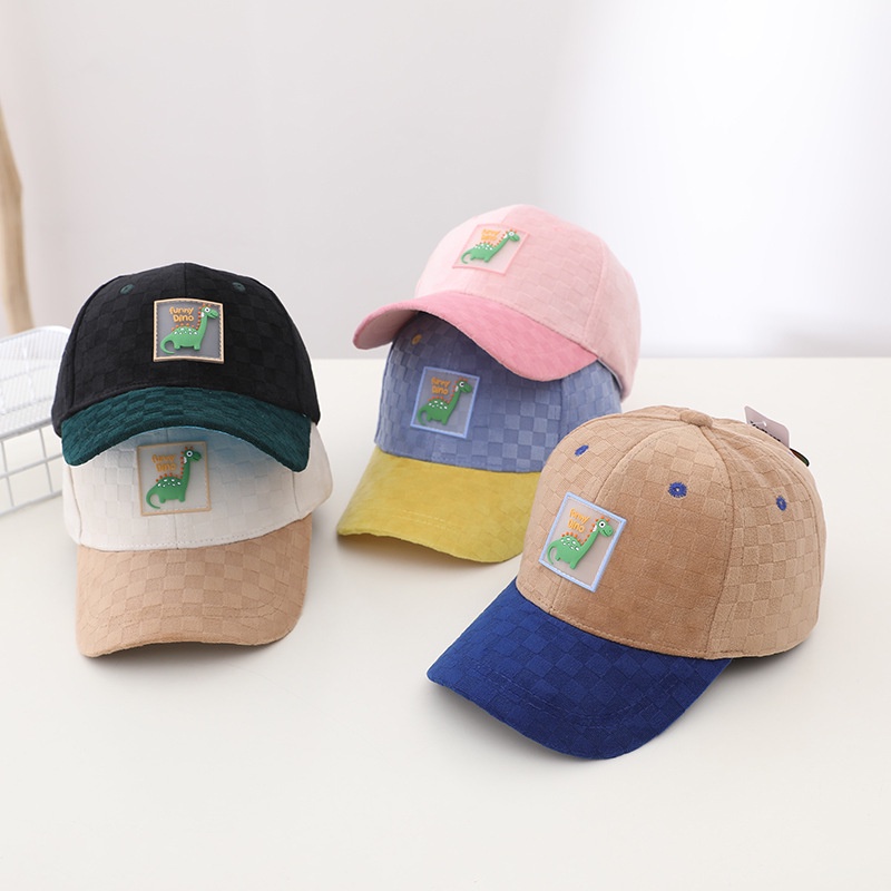 COD- Topi anak laki laki impor premium korea MOTIF KOTAK DINO usia 1-3 tahun / topi anak keren