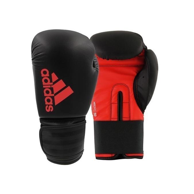 Sarung Tinju Adidas Hybrid 50 Boxing Gloves Black Red 14Oz