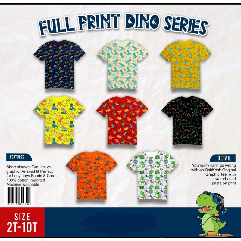 05hk05h READY Kaos Full Print Dino Series Size 2.4.6.8.10T power of polkka by hoolahoop