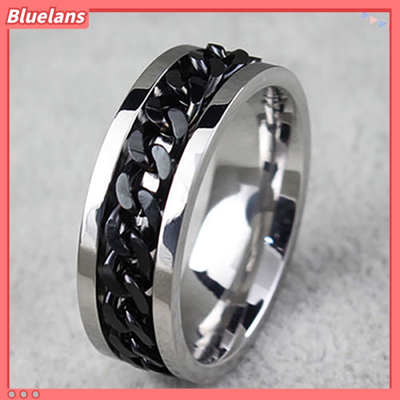 Bluelans Cincin Rantai Bahan Stainless Steel Gaya Punk Untuk Pria Dan Wanita
