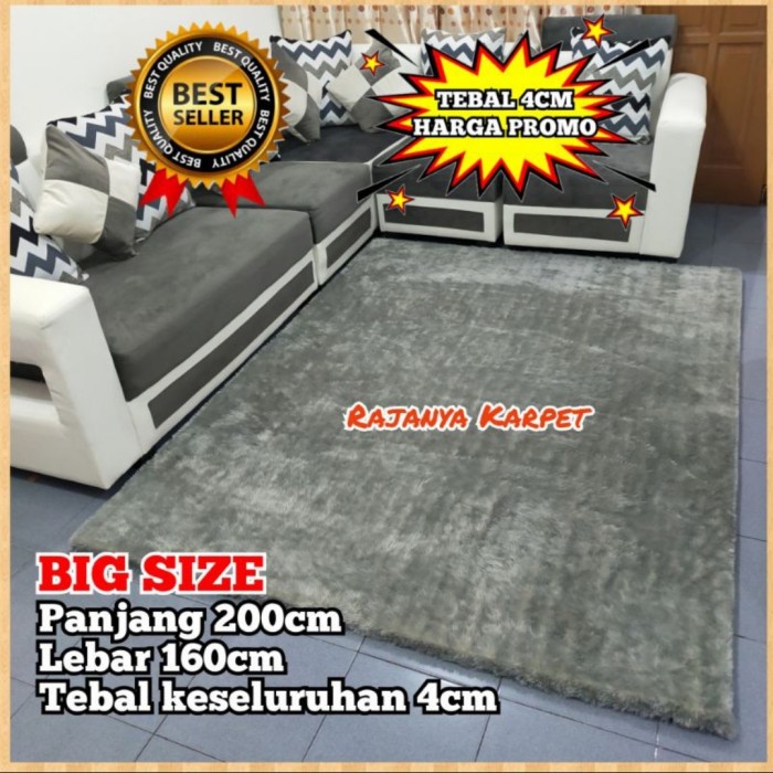 KARPET BULU Karpet Bulu Empuk Tebal 5cm uk200x160 Big Size / Surpet Best Seller - Abu-abu premium be
