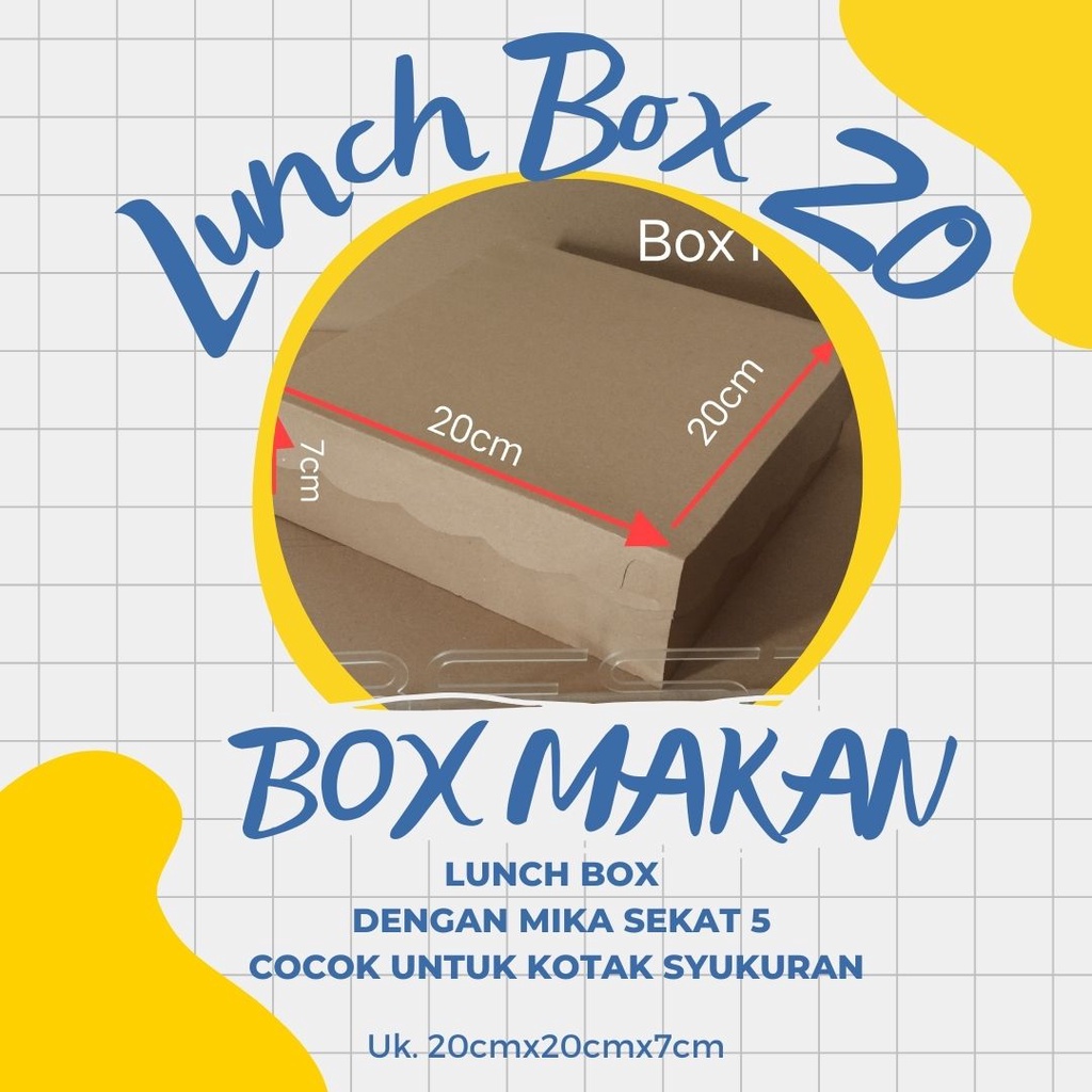 Lunch box makan/box kraft/kotak makan bahan kraft uk20x20/kotak syukuran