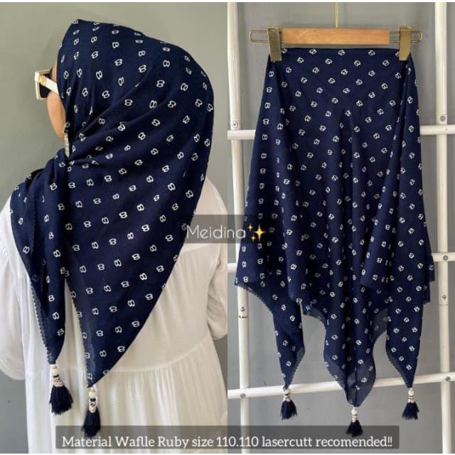 JILBAB POTTON MOTIF BUTTON TASSEL / POMPOM | HIJAB PRINTING POTTON TERBARU