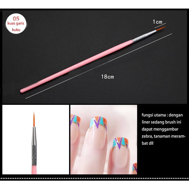 Kuas Nail Art Set Isi 15 Pcs Murah