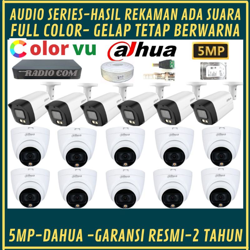 PAKET CCTV DAHUA 5MP FULL COLOR 16 CHANNEL 16 KAMERA AUDIO FULL COLOR