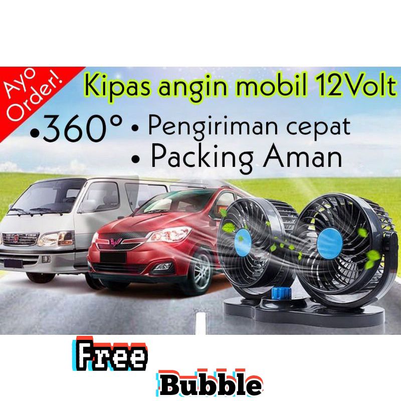 Kipas Mobil 12V Double Fan Car Port Lighter Colokan Pemantik Listrik ⭐ Super8 ⭐