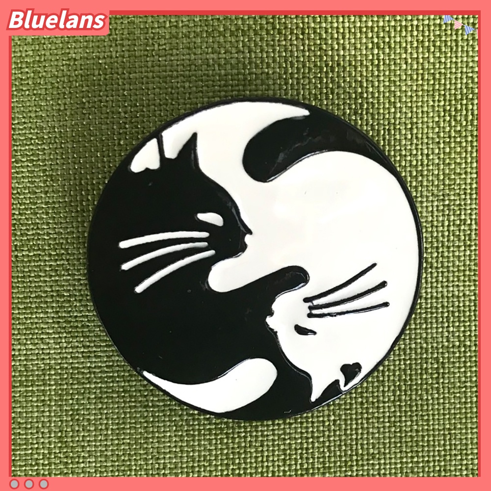 Bros Pin Enamel Bentuk Kucing Bulat Untuk Dekorasi Pakaian Topi Ransel Unisex