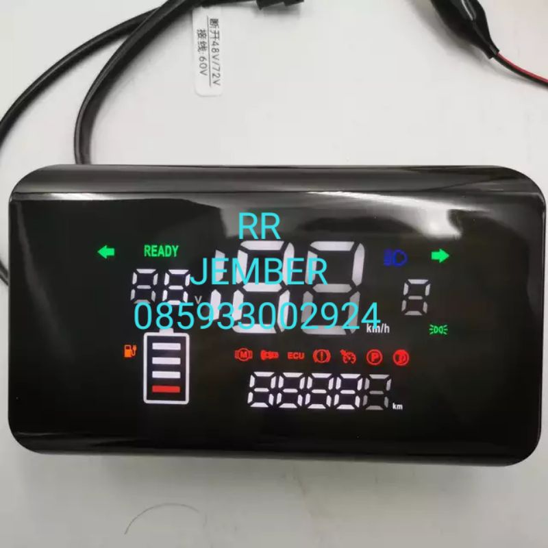 speedometer sepeda motor listrik 48v - 60v indikator baterai