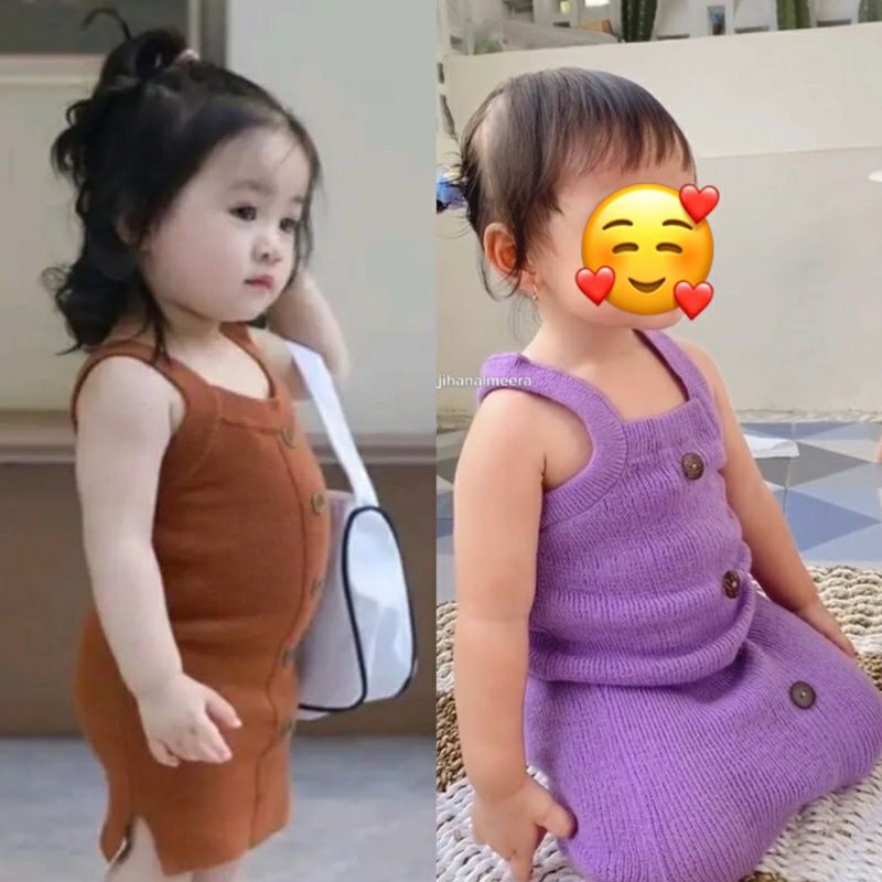 Dress Anak Perempuan 1-4 Tahun/ Baju Anak Murah/ Dress Rajut Viral Tiktok