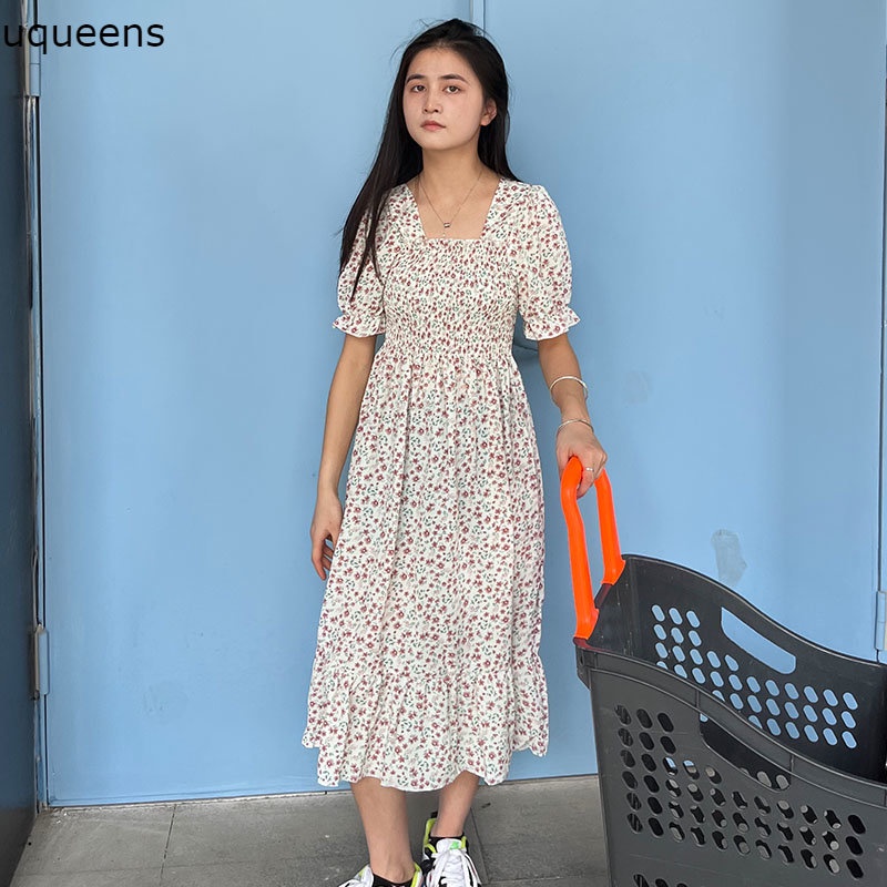 New Floral Mid Dress Korea Gaya pantai Pakai banyak warna