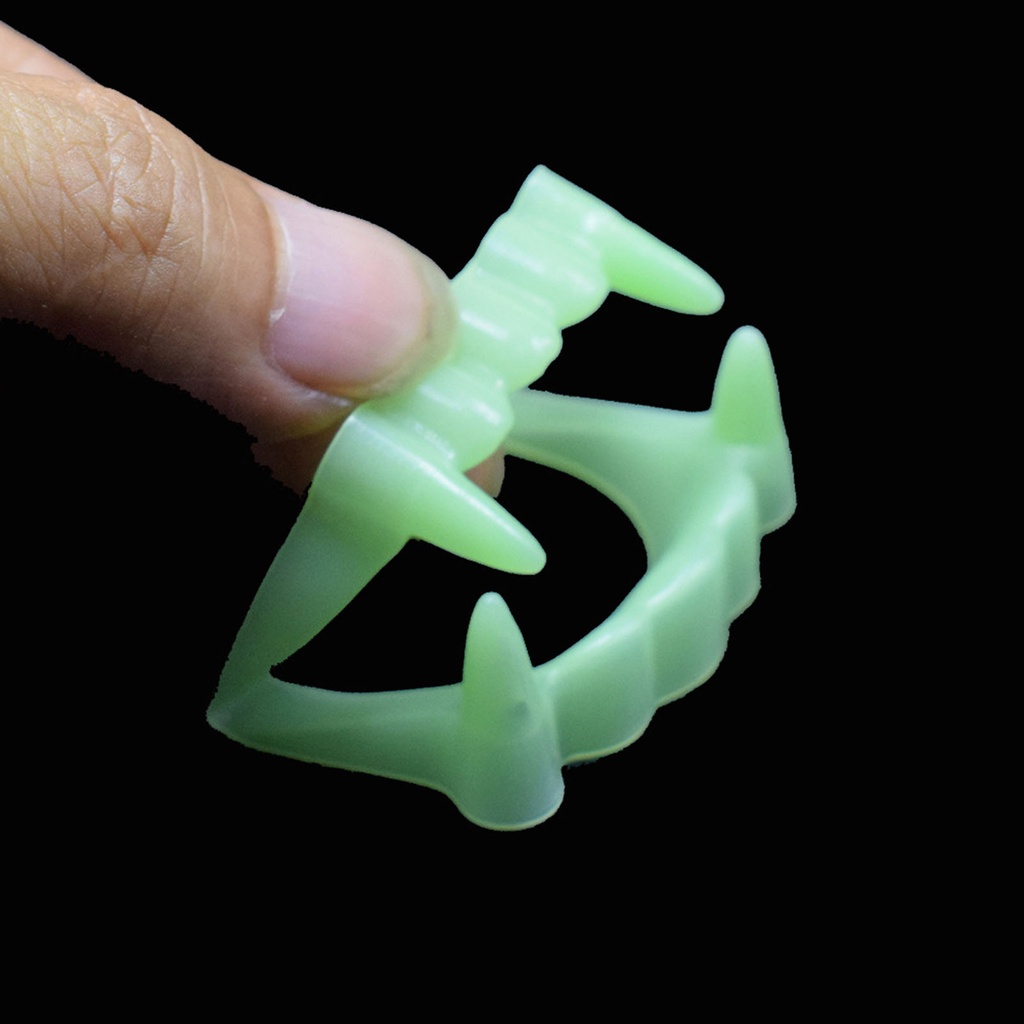 Ga-5pcs Gigi Palsu Halloween Simulasi Glow in The Dark Gigi Palsu Vampir Halloween Plastik Untuk Topeng