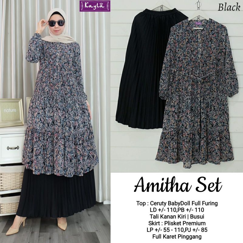 Amitha Set // Setelan Ceruty babydoll Wanita