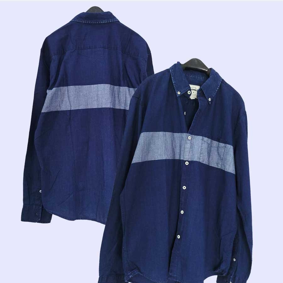 lovemecorner AMERICAN EAGLE AE CHEST STRIPE DENIM SHIRT KEMEJA PRIA KEMEJA COWOK BAJU JEANS KEMEJA D