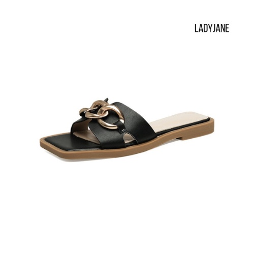 Ladyjane ELLVA Chain Strap 37-40 Hitam - Sandal Wanita Kekinian local handmade