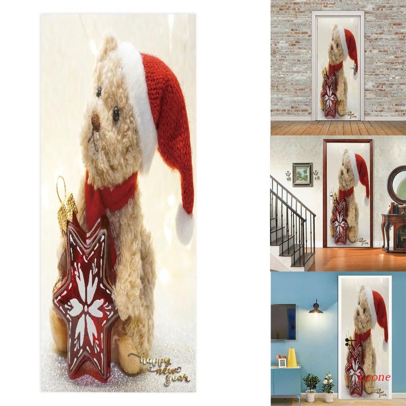 Zzz 2pcs / set Stiker Dinding / Pintu / Kulkas Anti Air Motif Anjing Natal Untuk Dekorasi Rumah