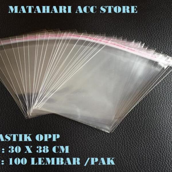 

PLASTIK OPP KEMASAN BAJU BENING PLASTIK SEAL LEM UKURAN 30 X 38 CM