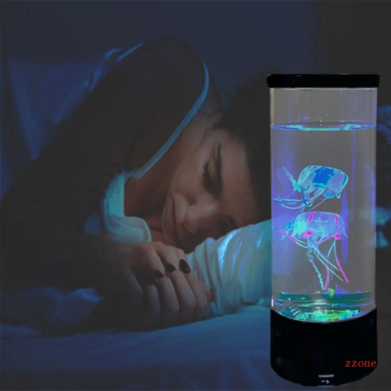 Zzz Lampu Malam LED Mini Bentuk Ubur-Ubur Tenaga USB Untuk Akuarium