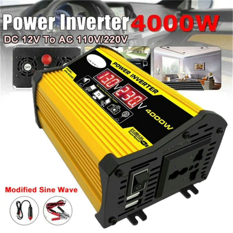 Car Power Inverter Transformer DC 12V to AC 220V 4000W MNSS-Q4000 Yellow