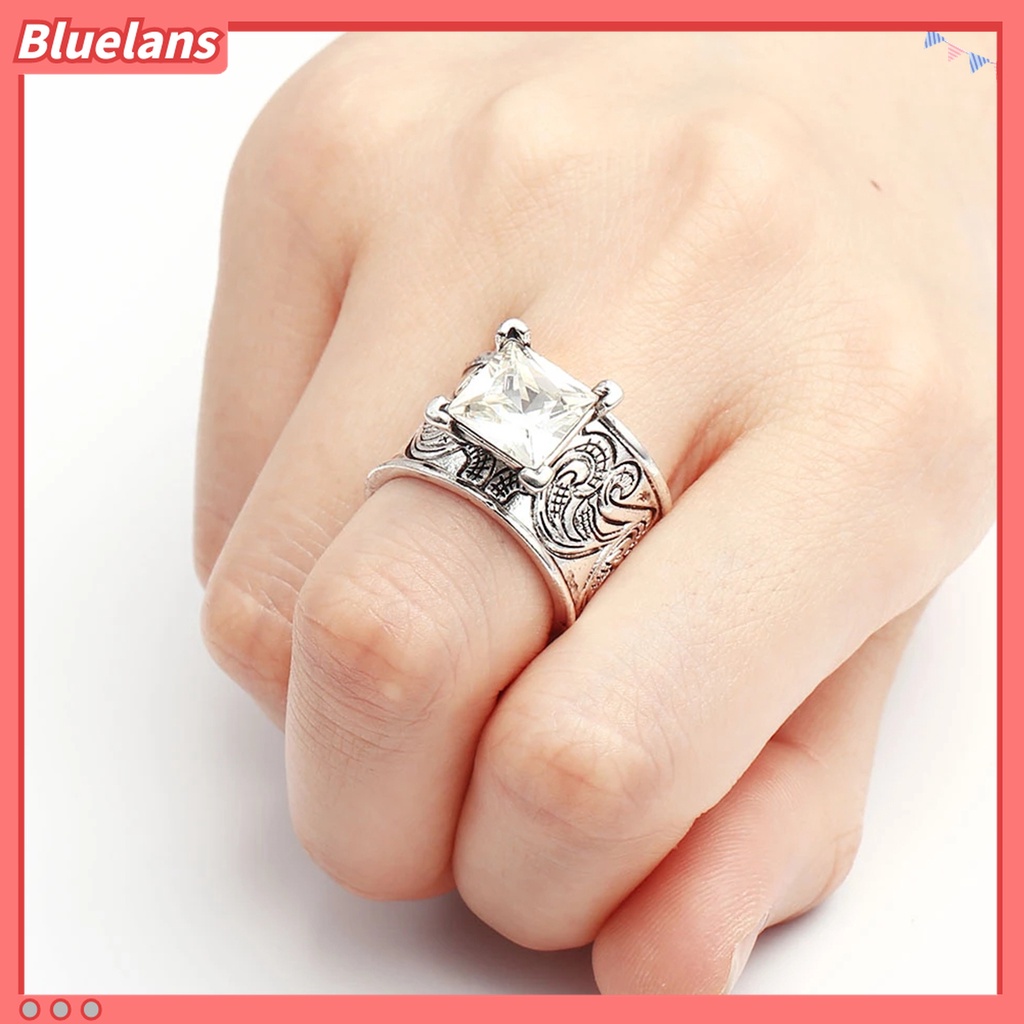 Cincin Jari Cubic Zirconia Gaya Vintage Artistik Untuk Unisex