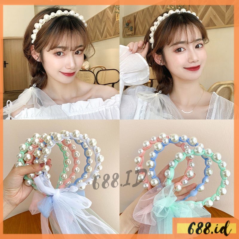 Bando Mutiara Besar Tali Kepang untuk Anak Perempuan Wanita Dewasa Fashion Korea BDO 08