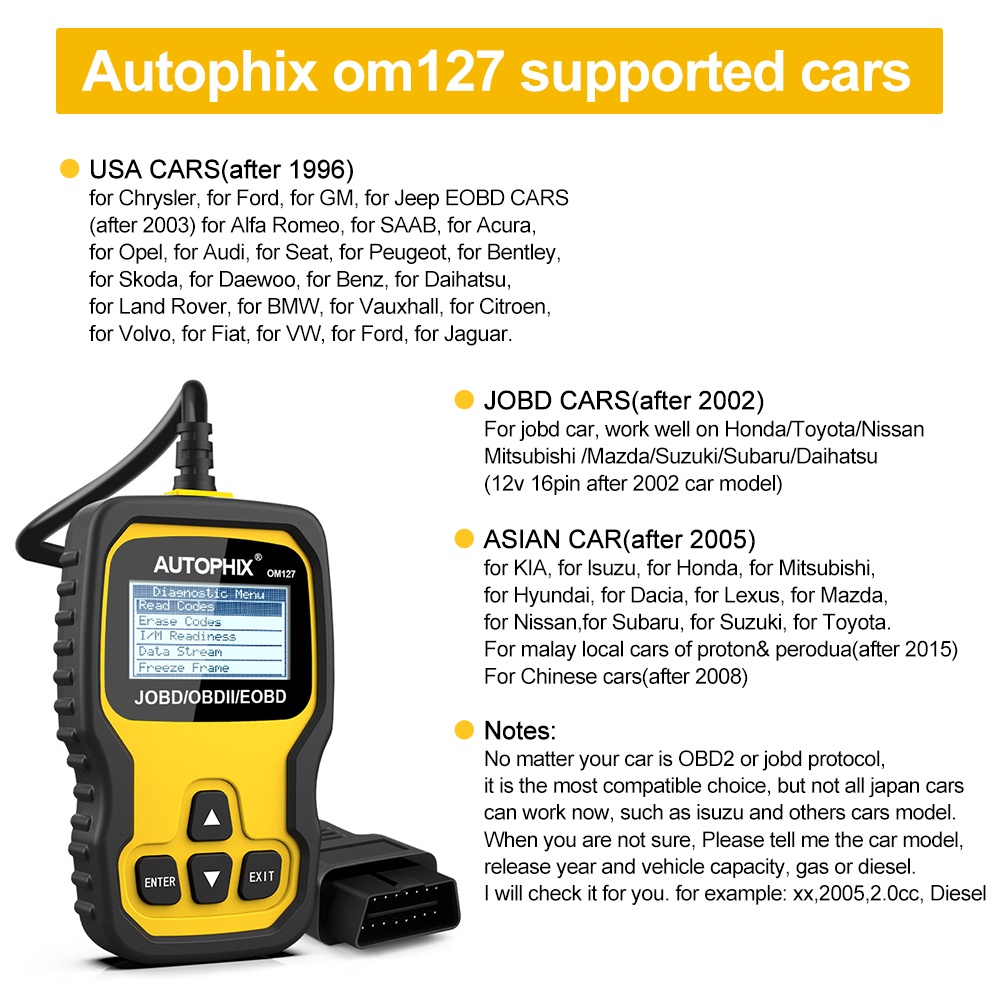 AUTOPHIX OM127 JOBD/OBDII/EOBD Obd2 Scanner Car Scanner Odb2 Car Diagnostic Tool Obd Car Diagnostic Scanner Automotive Scanner