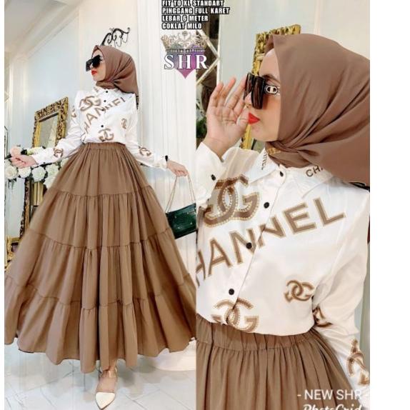 Terbaru COD NEW READY SET ROK & SET KULOT BAHAN SATIN MIX WOLFIS IMPORT LD 106-108  ORI BY SHR 100%