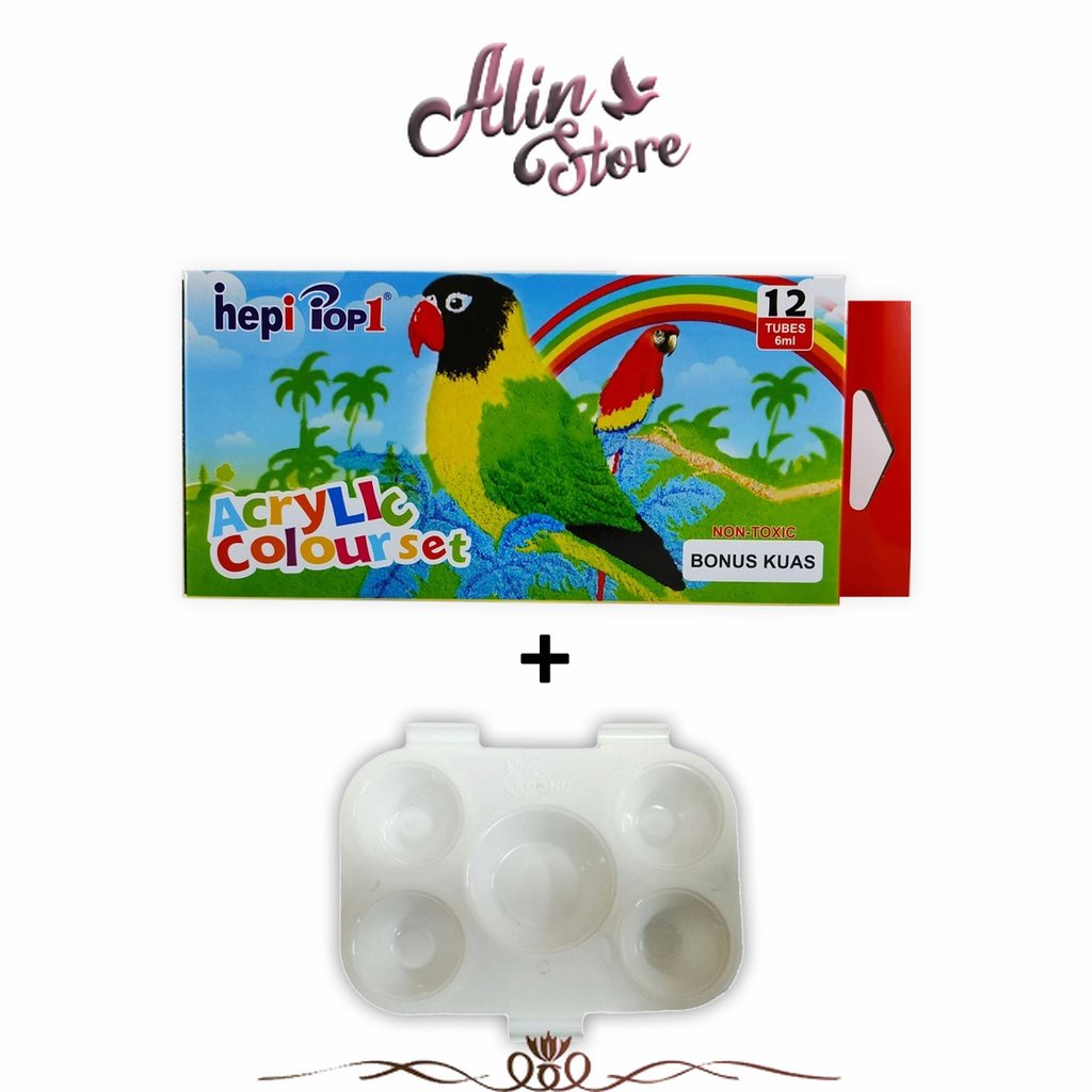 

Cat Acrylic 12 Warna Pop1 + Palet 5 Hole Legong