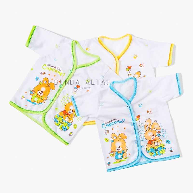 6 pcs (1/2 lusin) Baju Bayi Murah / Pakaian Bayi Lengan Pendek Panjang Yukensi Atasan Bayi Kancing Depan