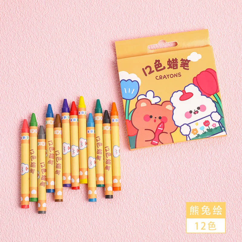 Crayon Mini Isi 12 pcs Set Warna Karakter Lucu A-22