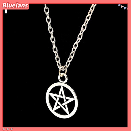 Bluelans Women Men Round Hollow Star Pentagram Pendant Necklace Xmas Gift Cool Jewelry