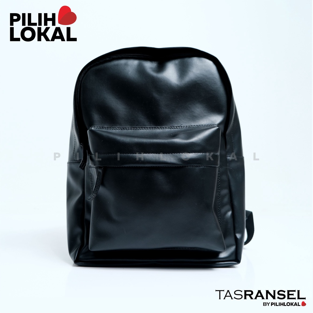 Pilihlokal - Terlaris Tas Punggung Kerja Bahan Semi Kulit Daily Toxi Backpack Traveling Waterproof Pria &amp; Wanita Unisex Ransel Laptop Jumbo Kuliah Polos Hitam Water Resistant Cowok Keren Kantong Rangsel Gendong Cowo Sekolah SMA Daypack Terbaru Murah 2022