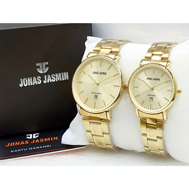 Jam Tangan Coupel Jam Tangan Jonas Jasmin Stainliss Steel Rantai Pria Wanita Sepasang