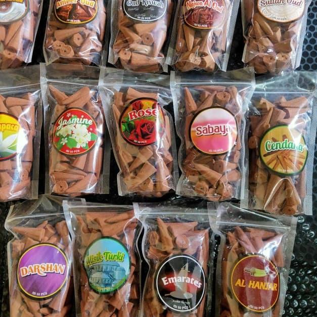 Gebyar promo--Dupa Kerucut gahru gaharu Bukhur Kayu kerucut isi 50 pcs asap bawah
