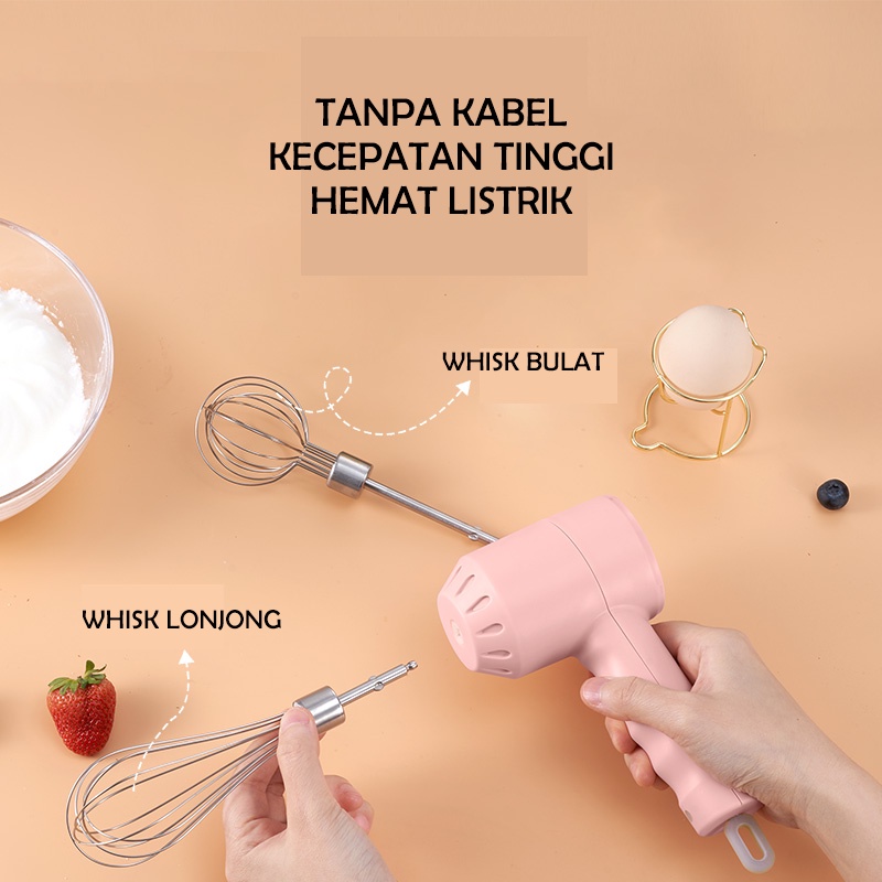 Egg Beater Pengocok Telur 2 in 1 Wireless Charging USB | Whisk Pengocok Telur | Hand Mixer Tanpa Kabel Cas USB