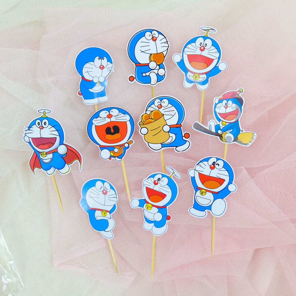 Cupcake Topper Birthday Hiasan Kue Cupcake Ultah Doraemon